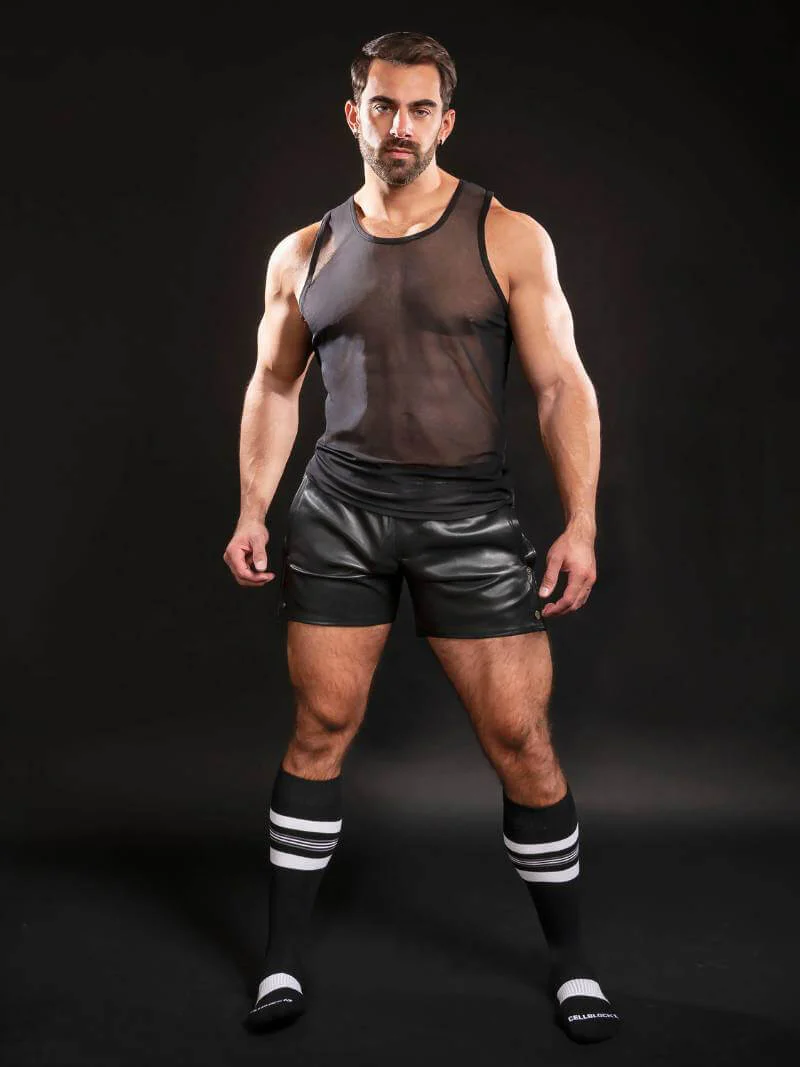 CellBlock13 Void Vegan Leather Short with Buttoned Snap Off Sides - Image 5