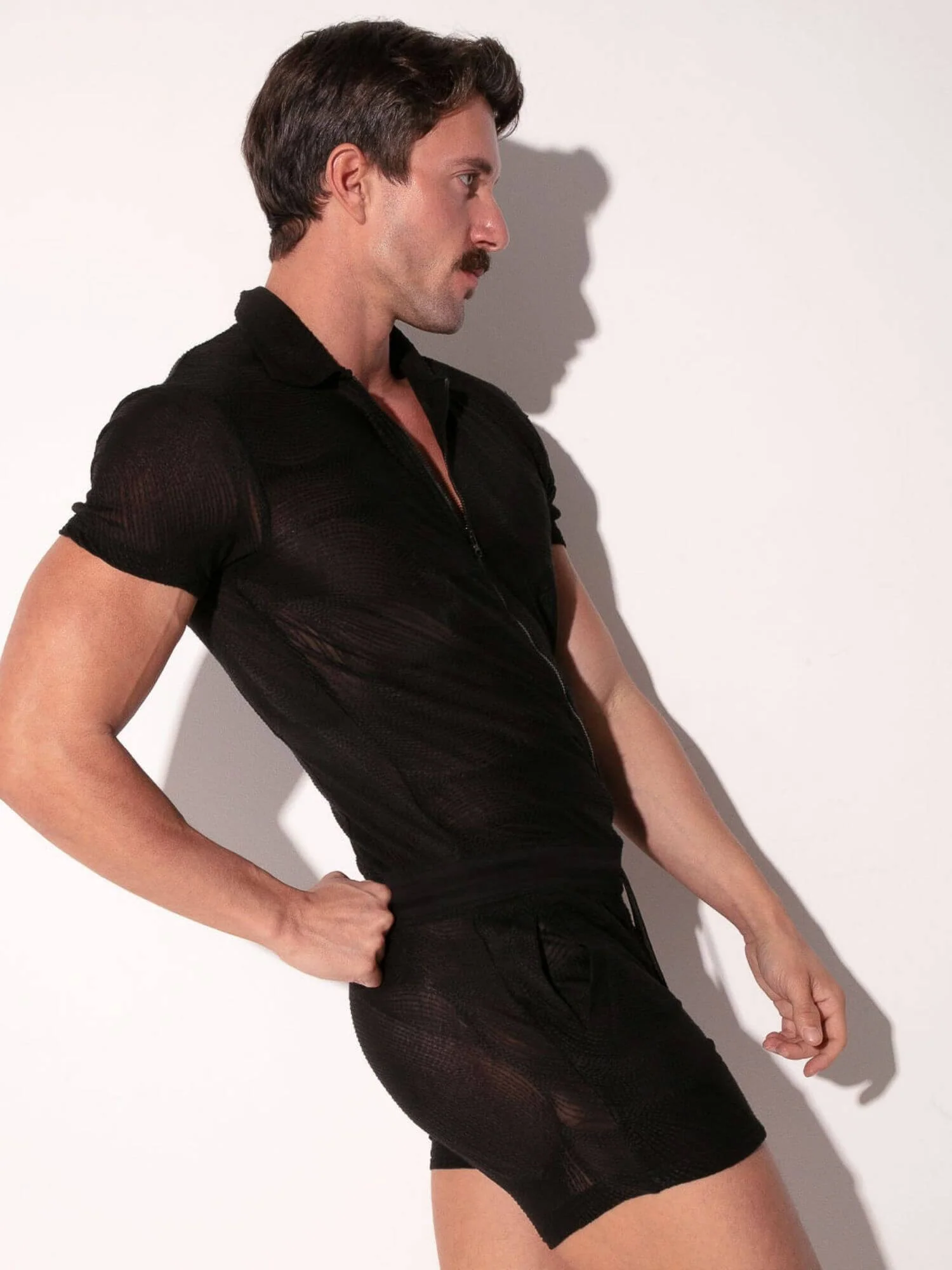 CODE 22 Eclipse Jumpsuit – Slim Fit Embroidered Mesh Men’s Statement Festival & Clubwear Outfit - Image 3
