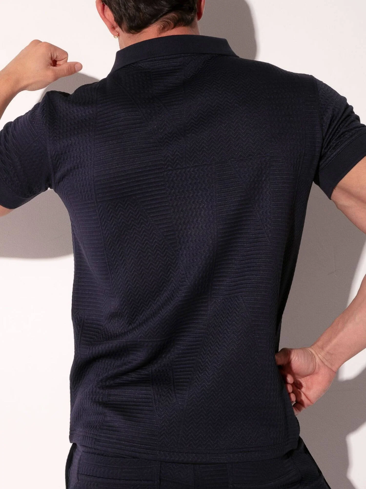 CODE 22 Medley Jacquard Polo Shirt – Men’s Textured Smart Casual Stretch Polo - Image 11