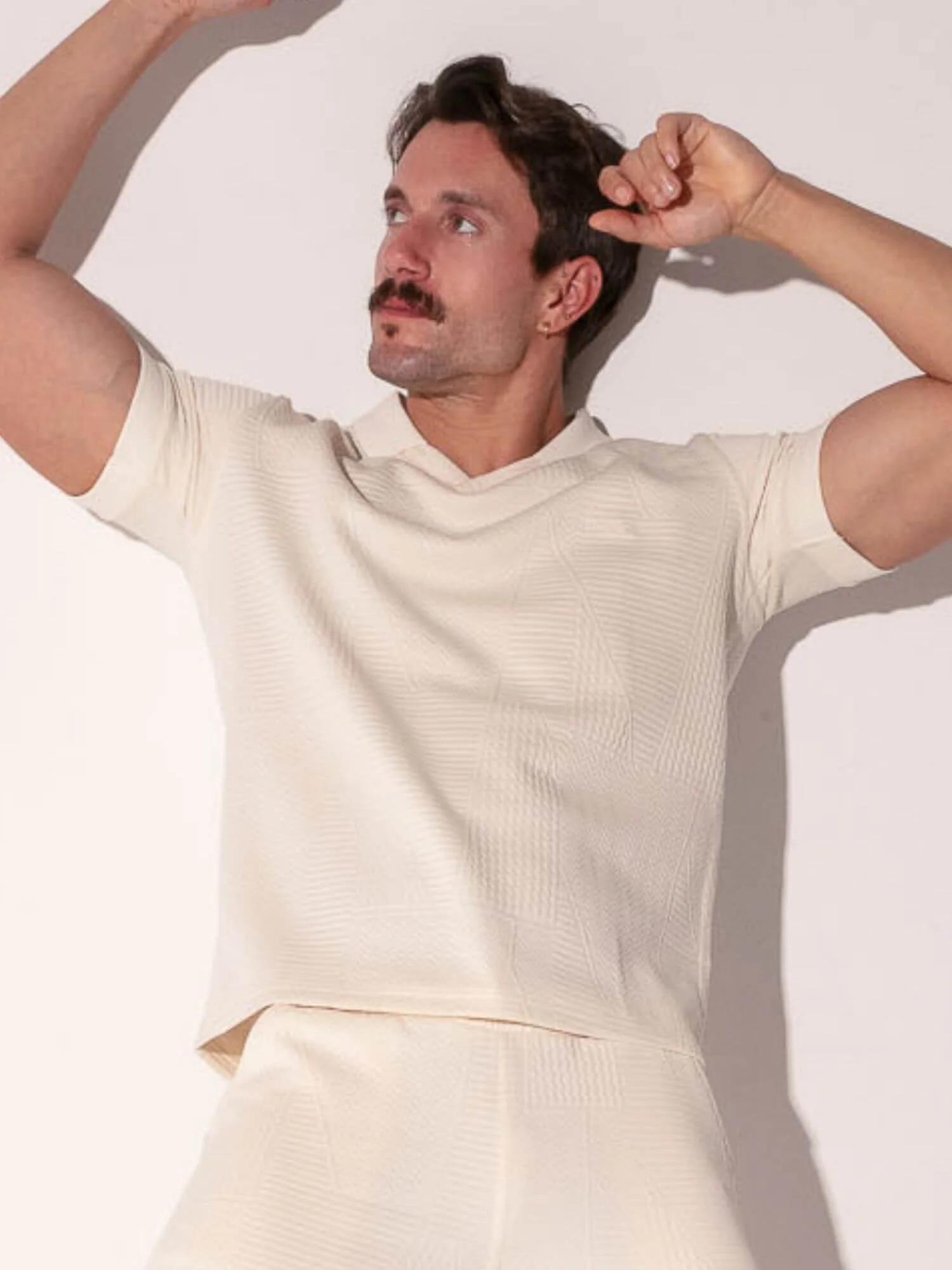 CODE 22 Medley Jacquard Polo Shirt – Men’s Textured Smart Casual Stretch Polo - Image 2