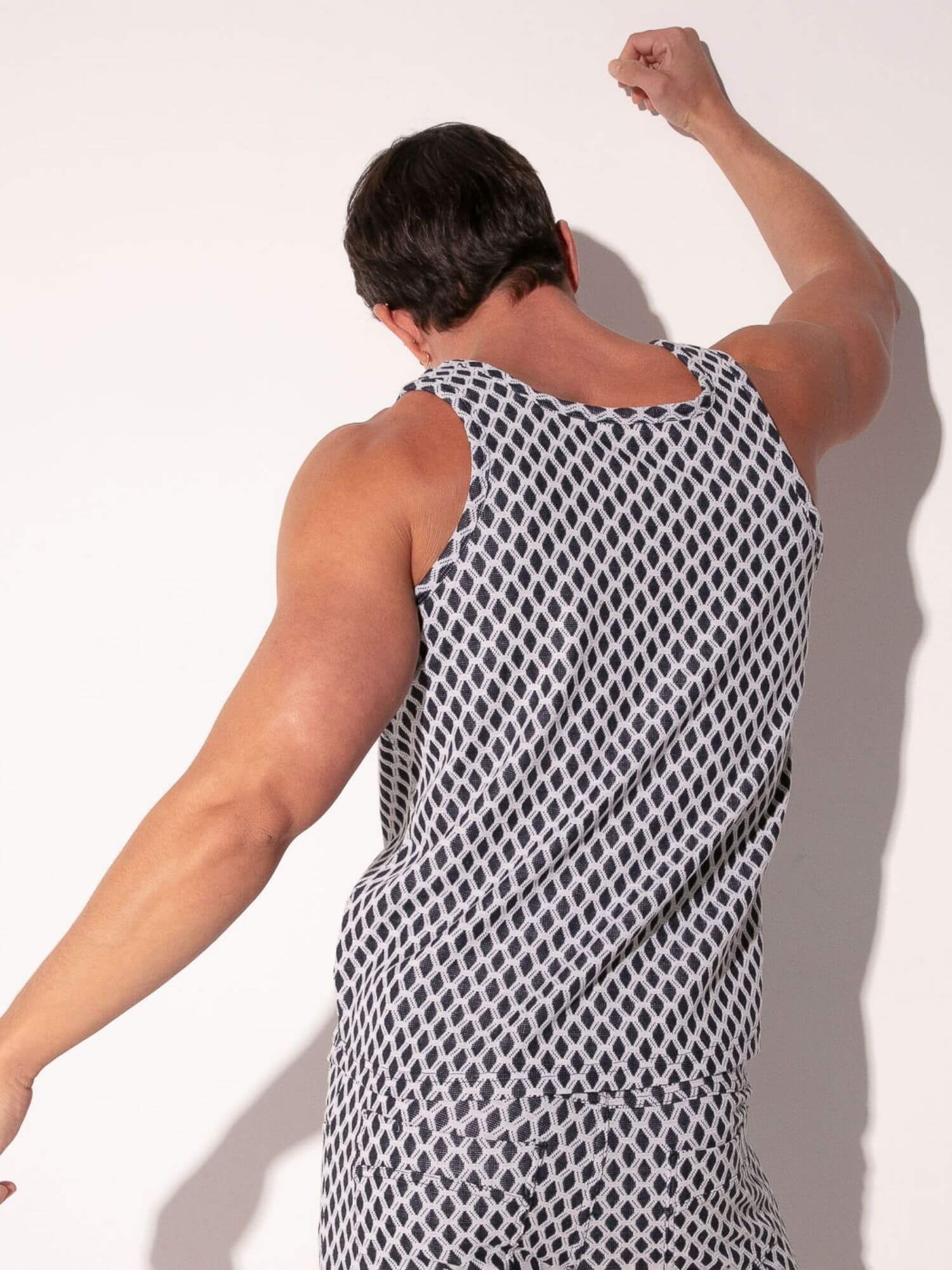 CODE 22 Razor Geometric Jacquard Tank Top – Men’s Textured Summer Vest - Image 4