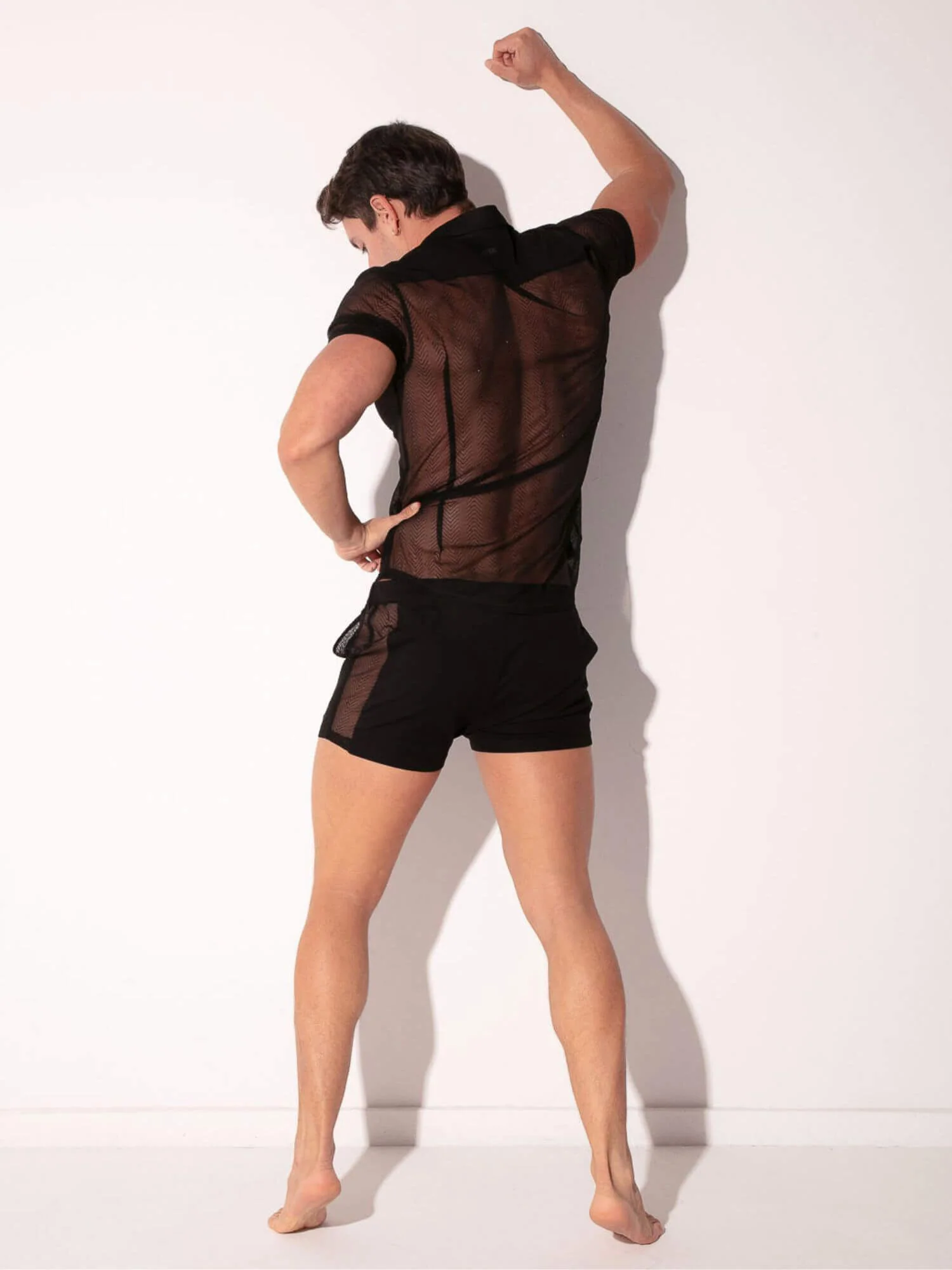 CODE 22 Rock Sheer Herringbone Mesh Shirt with Black Diamond Accents - Image 5