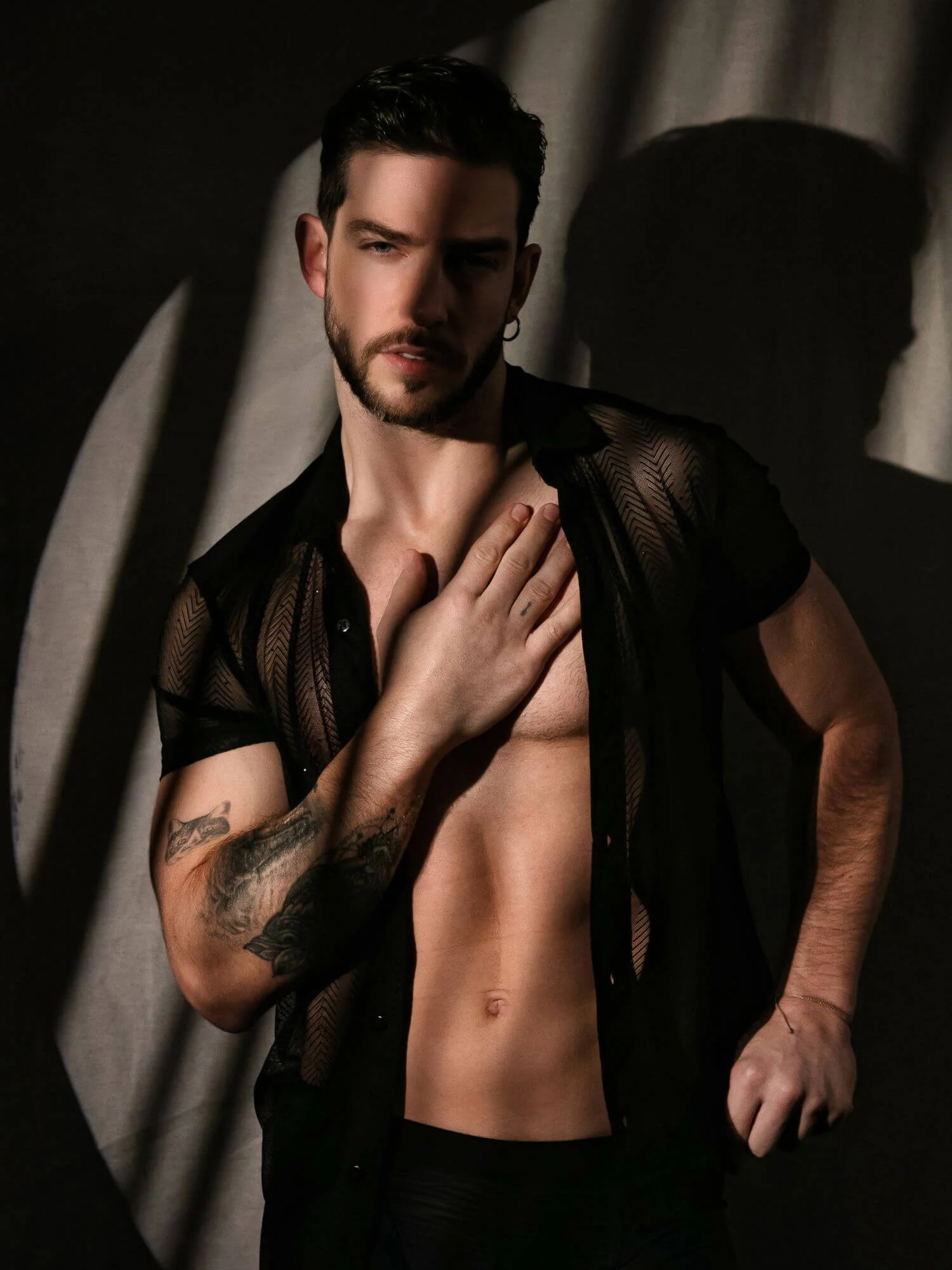 CODE 22 Rock Sheer Herringbone Mesh Shirt with Black Diamond Accents - Image 6