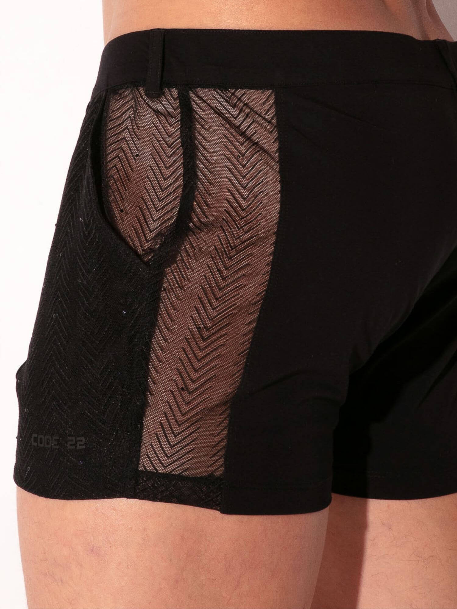 CODE 22 Rock Herrringbone Short Leg Shorts with Black Diamond Accents - Image 6
