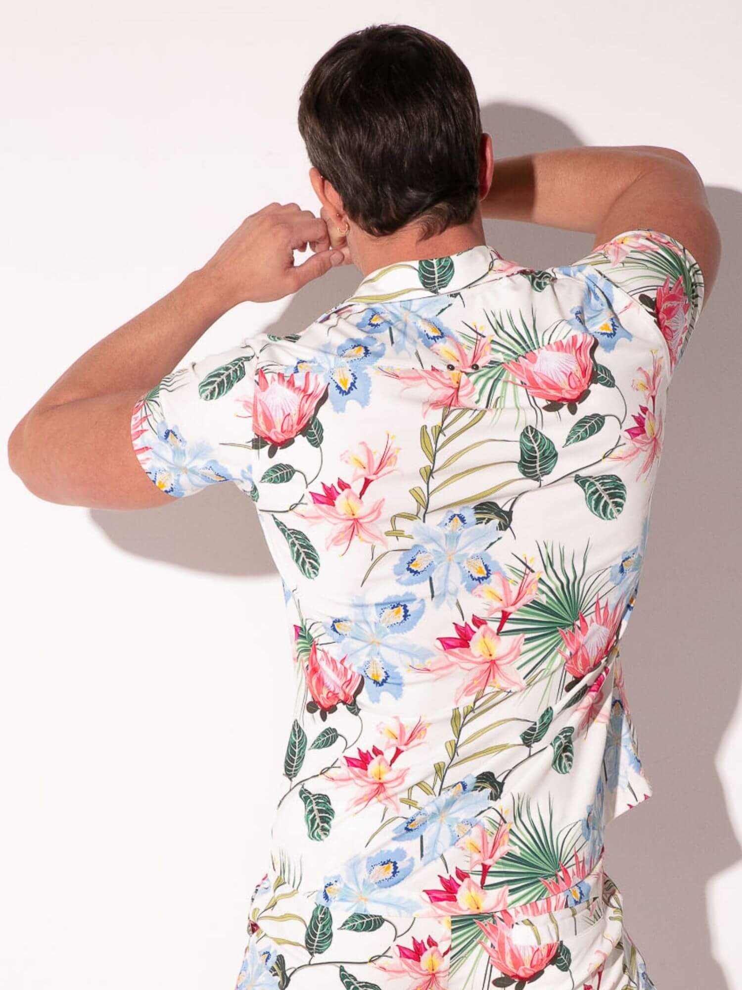 CODE 22 Silken Floral Slim Fit Shirt – Men’s Short Sleeve Silky Button-Up - Image 3