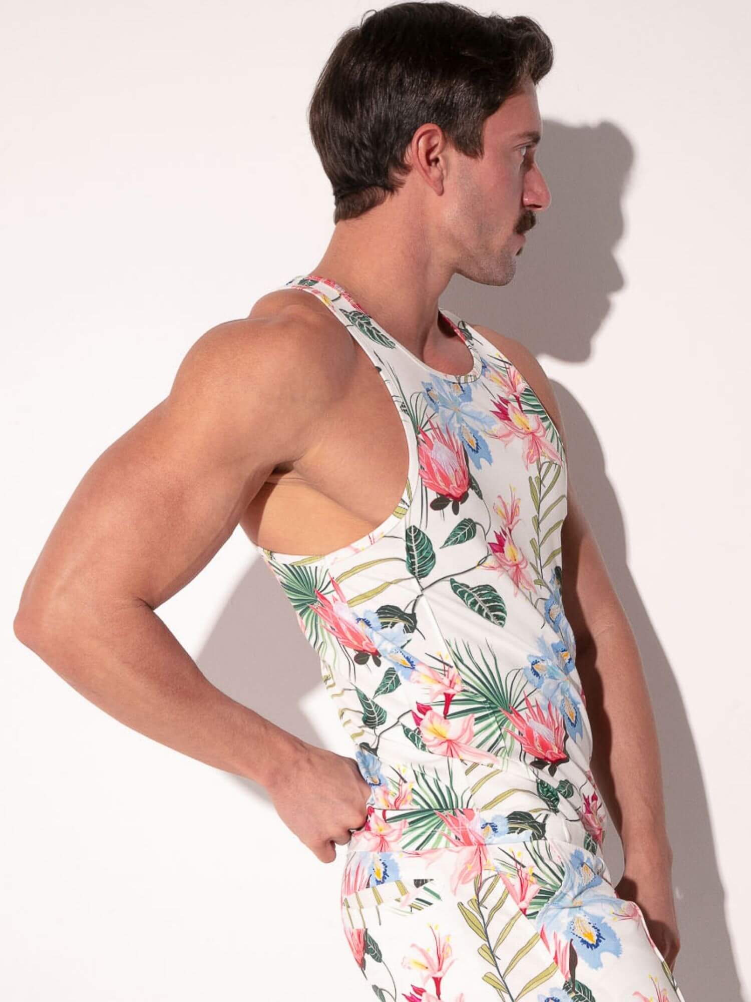 CODE 22 Silken Floral Slim Fit Tank Top – Men’s Lightweight Silky Summer Vest - Image 3