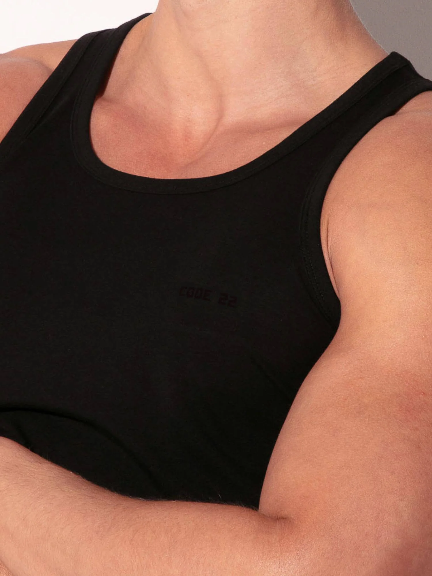 CODE 22 Basic Tank Top – Breathable Modal Stretch Slim Fit Men’s Racerback Vest - Image 5