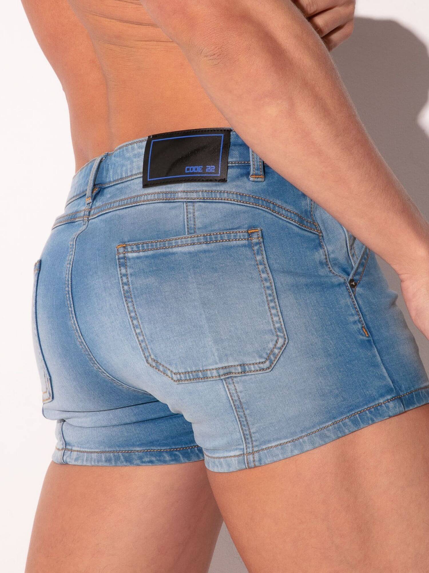 CODE 22 Stretch Denim Shorts – Men’s Structured 5-Pocket Mini Shorts - Image 8