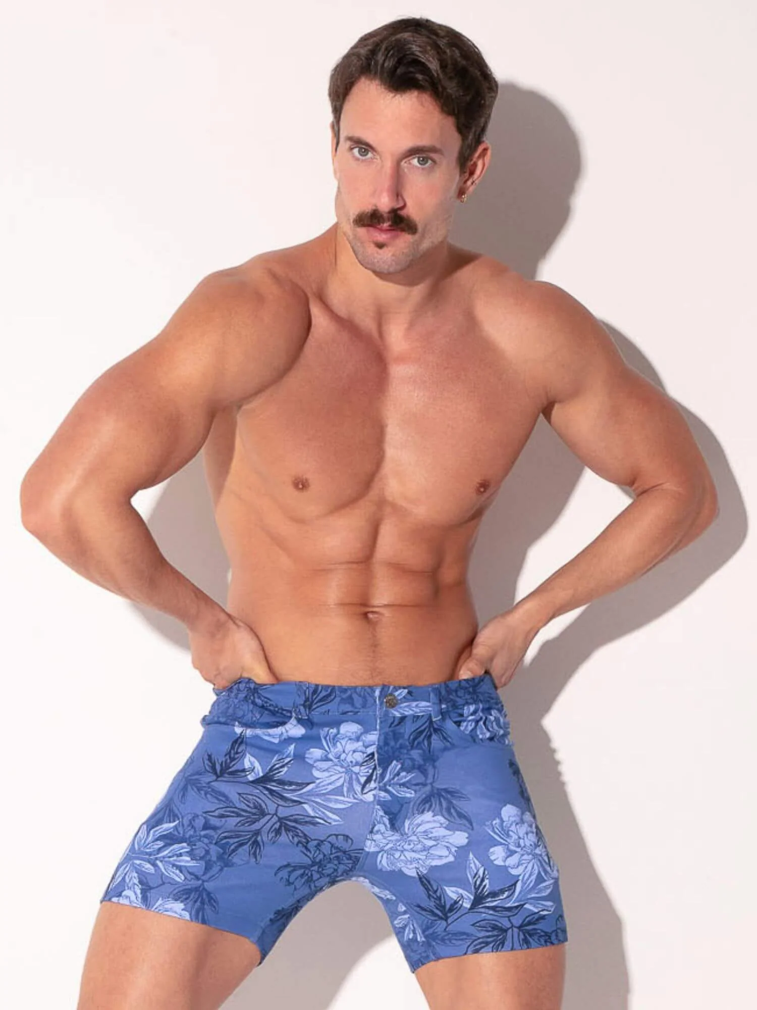 CODE 22 Floral 5-Pocket Shorts – Mid-Thigh Slim Fit Stretch Low Rise Men’s Summer Shorts - Image 3