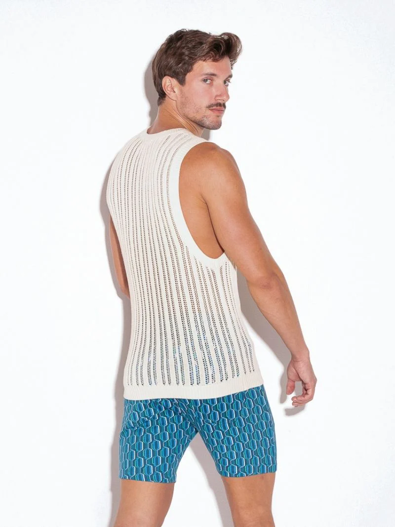 CODE22 Knitted Crochet Tank Top: Striped Knit - Image 4