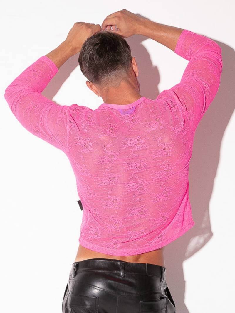 CODE 22 Lace Long Sleeve Crop Top - Image 3