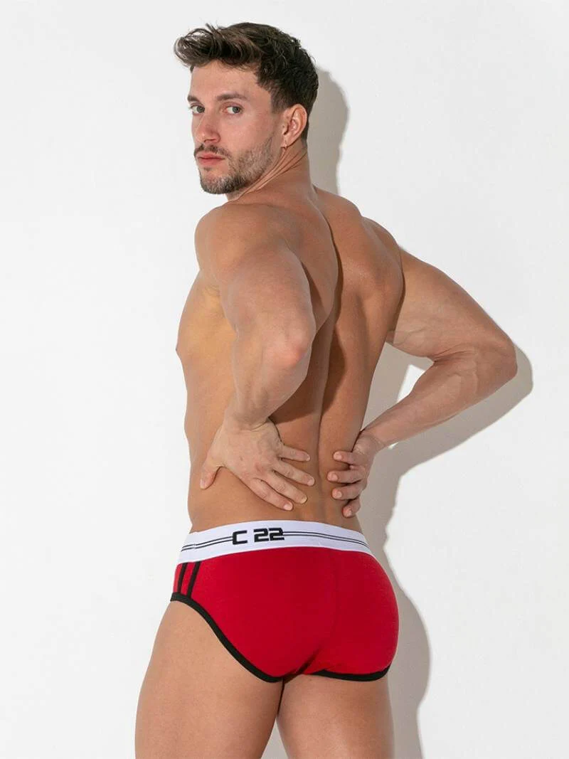 CODE 22 Men's Padded Red Brief with Power Shape Enhancement Padding - SIZE SMALL - Image 3