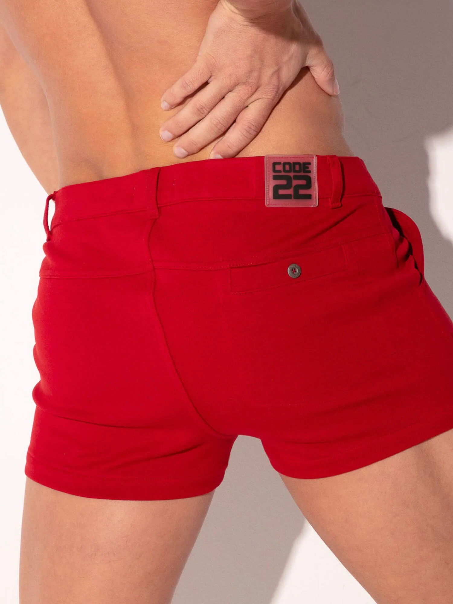 CODE 22 Mini Shorts – Super Short Leg Stretch Fit 5-Pocket Jean Style Shorts - Image 10