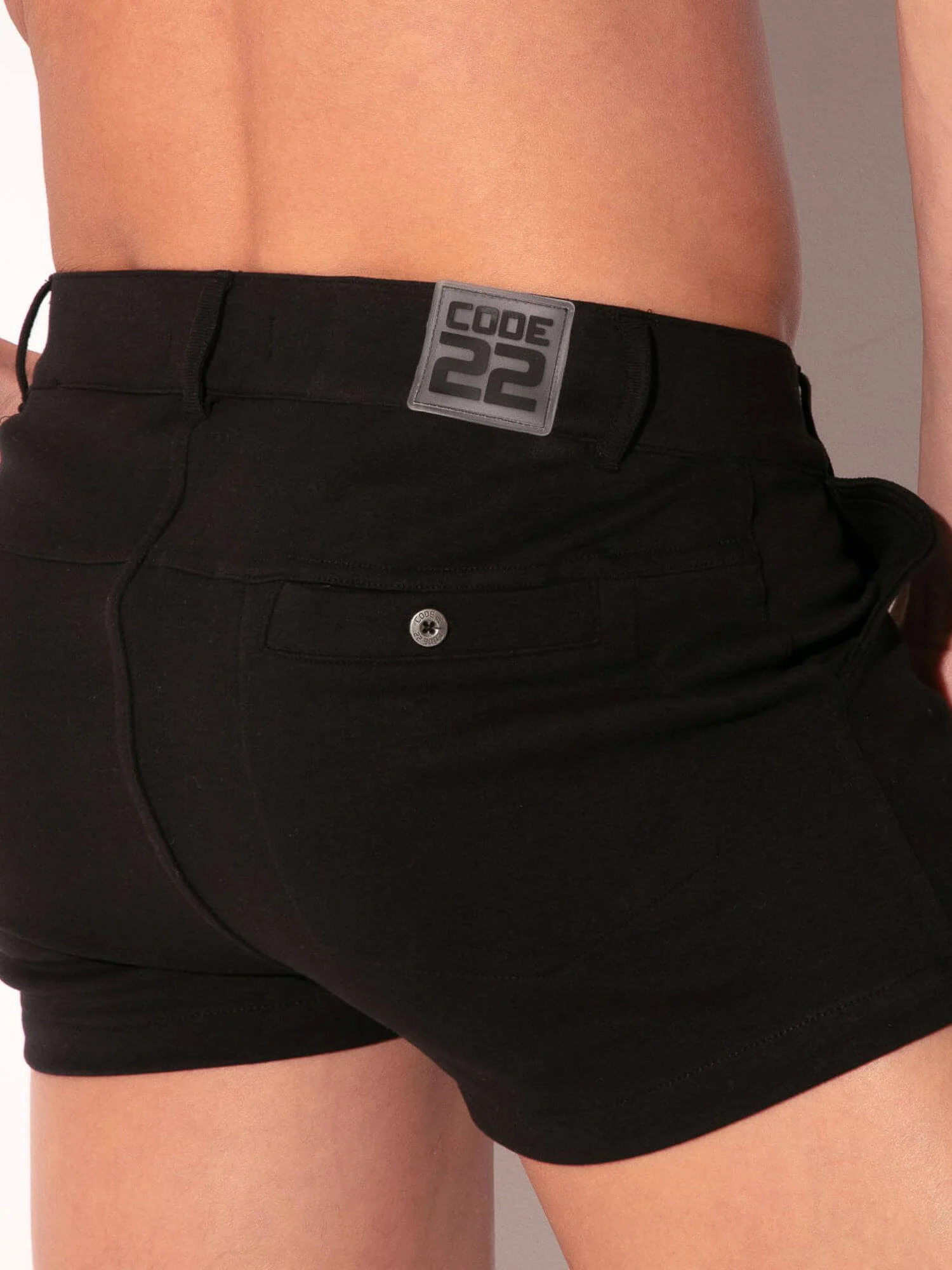 CODE 22 Mini Shorts – Super Short Leg Stretch Fit 5-Pocket Jean Style Shorts - Image 6
