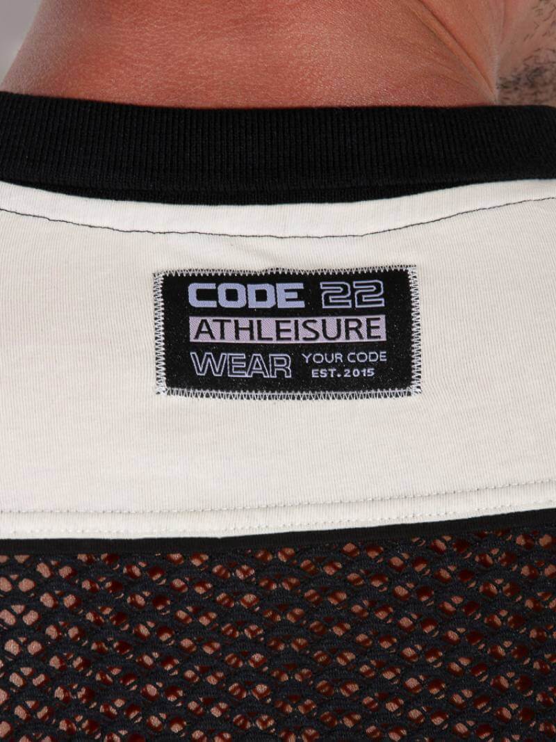 CODE22 Openwork Polo Shirt: Jacquard Crochet, Button-Up, Collared - Image 5