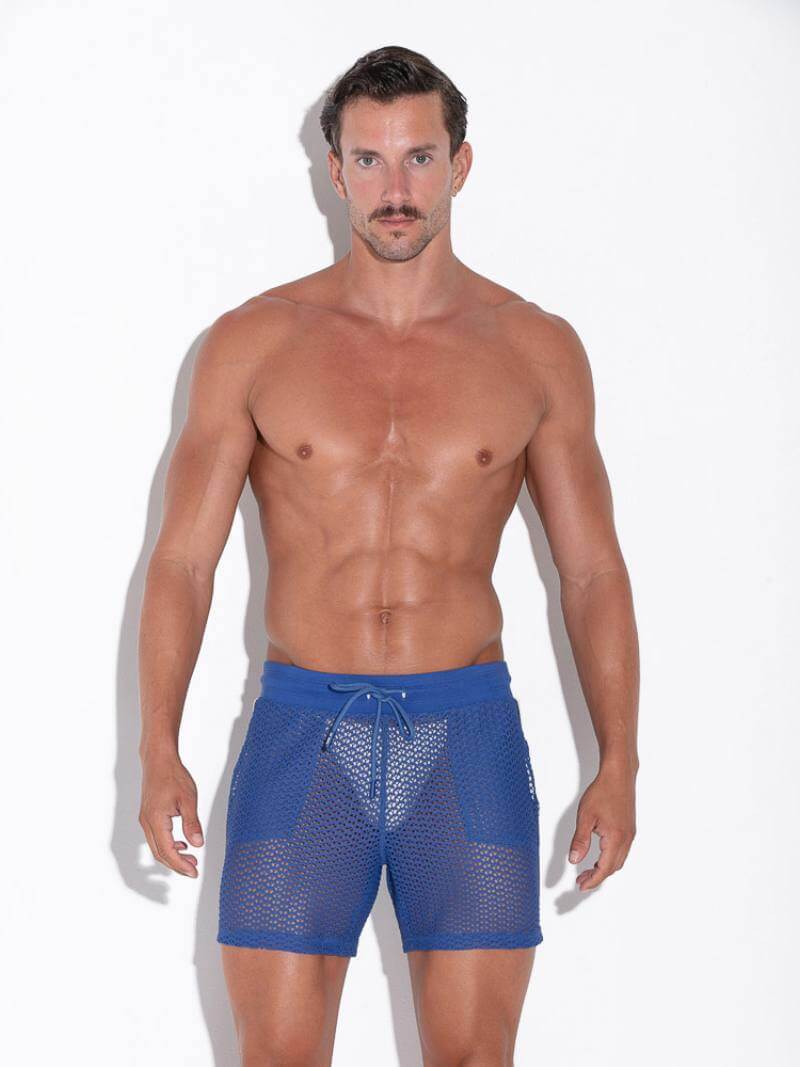 CODE22 Openwork Mid-Thigh Short: : See-Through Jacquard Mesh Knit - SIZE XL - Image 3