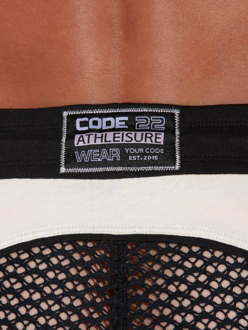 CODE22 Openwork Mini Short: See-Through Jacquard Mesh Knit - Image 5