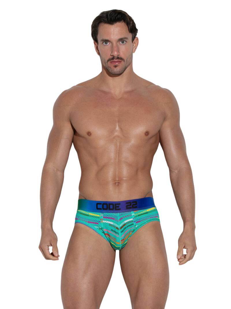 CODE 22 Pride Striped Mesh Brief - Image 2