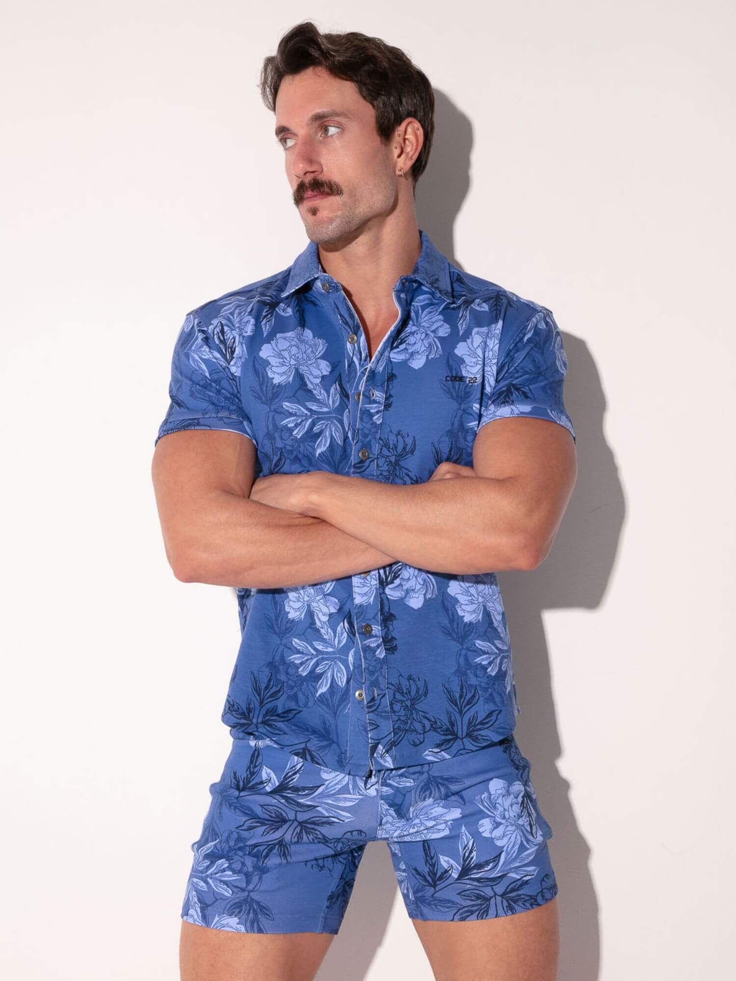 CODE 22 Slim Fit Floral Shirt – Short Sleeve Button-Up Collared Men’s Summer Shirt - Image 4