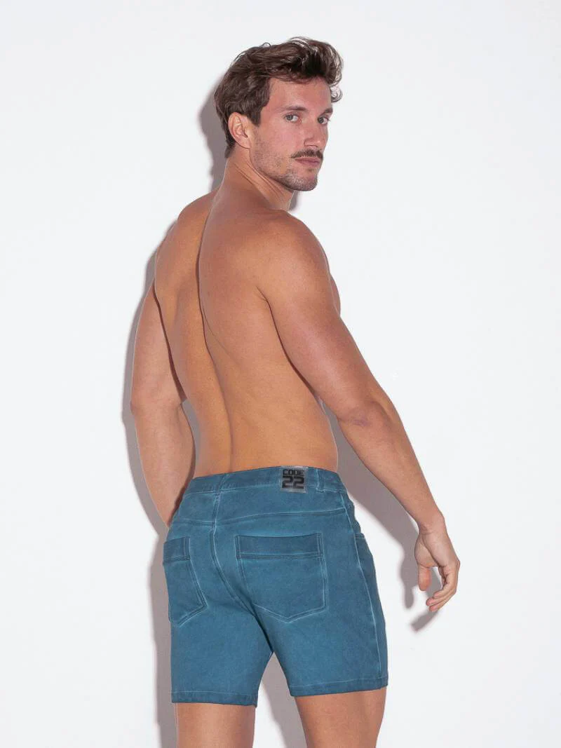 CODE22 Faded Wash 5 Pocket Denim Short - Image 2
