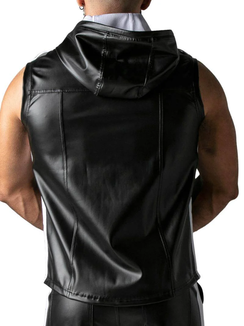 Locker Gear Leather Look Sleeveless Hoodie - SIZE SMALL - Image 10