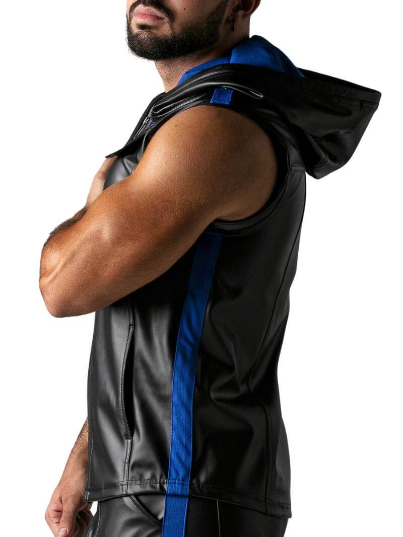 Locker Gear Leather Look Sleeveless Hoodie - SIZE SMALL - Image 5