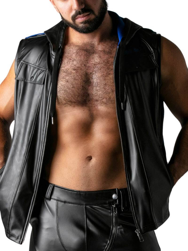 Locker Gear Leather Look Sleeveless Hoodie - SIZE SMALL - Image 7