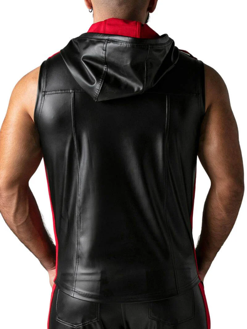 Locker Gear Leather Look Sleeveless Hoodie - SIZE SMALL - Image 9
