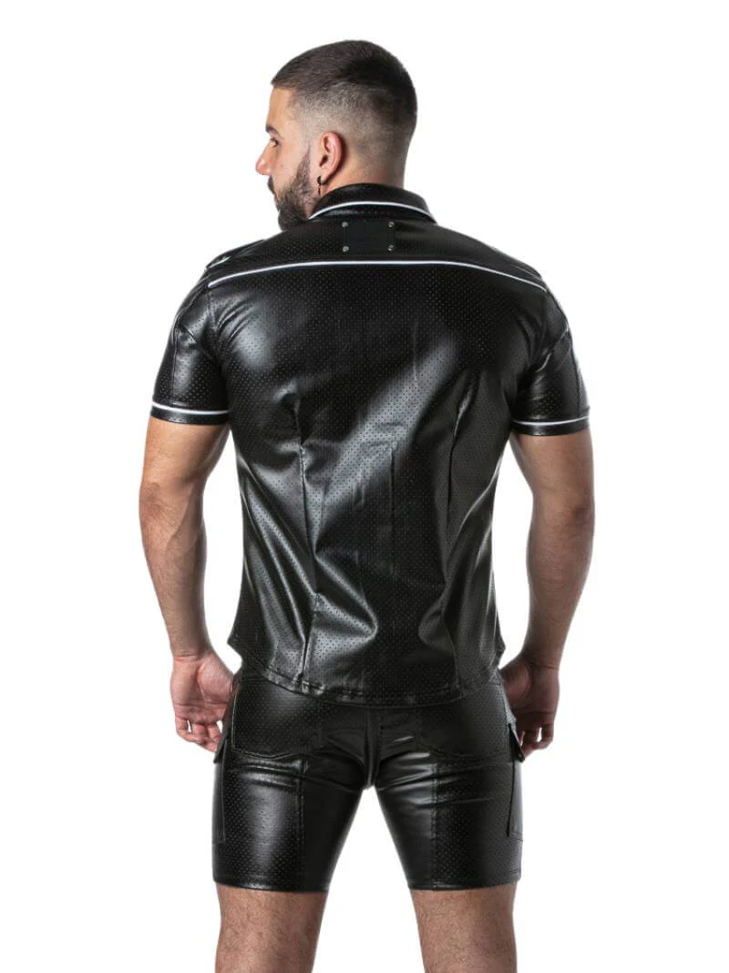 Locker Gear Punch Hole Shirt: Perforated Faux Leather, Button-Up, Collared, Pockets - Image 8