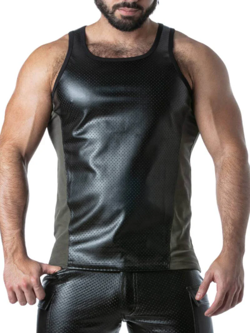 Locker Gear Punch Hole Leather Look Vest: Perforated Leatherette - Image 10