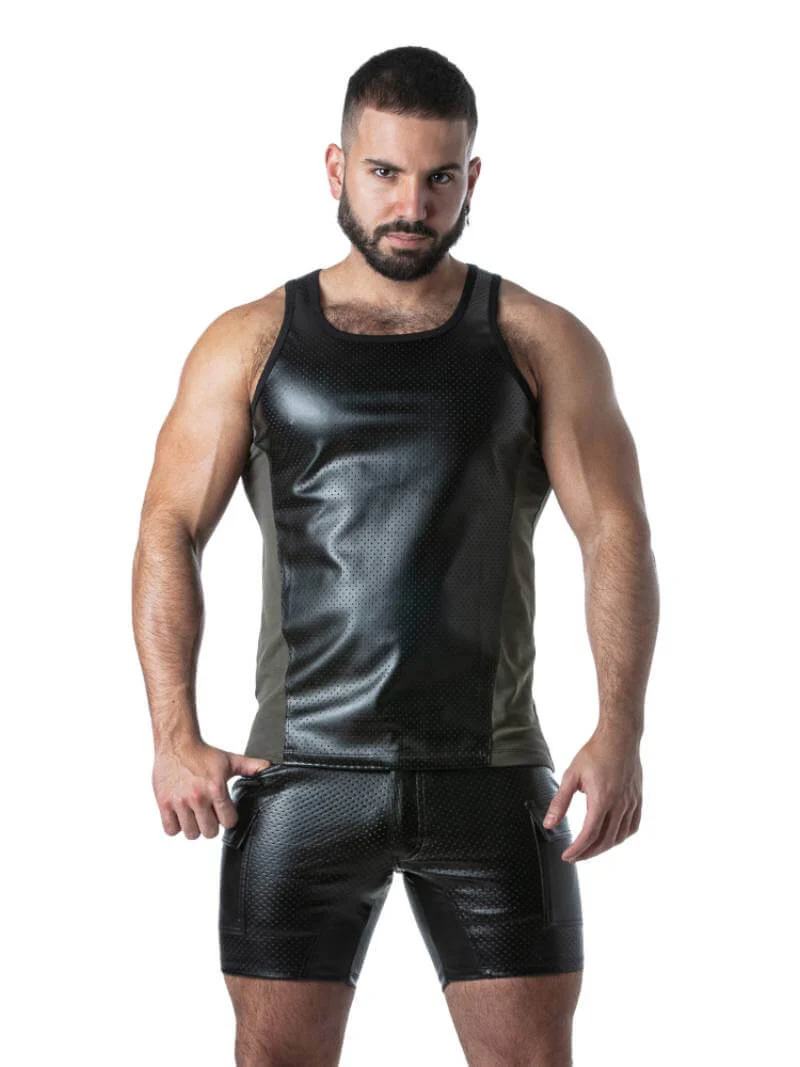 Locker Gear Punch Hole Leather Look Vest: Perforated Leatherette - Image 12