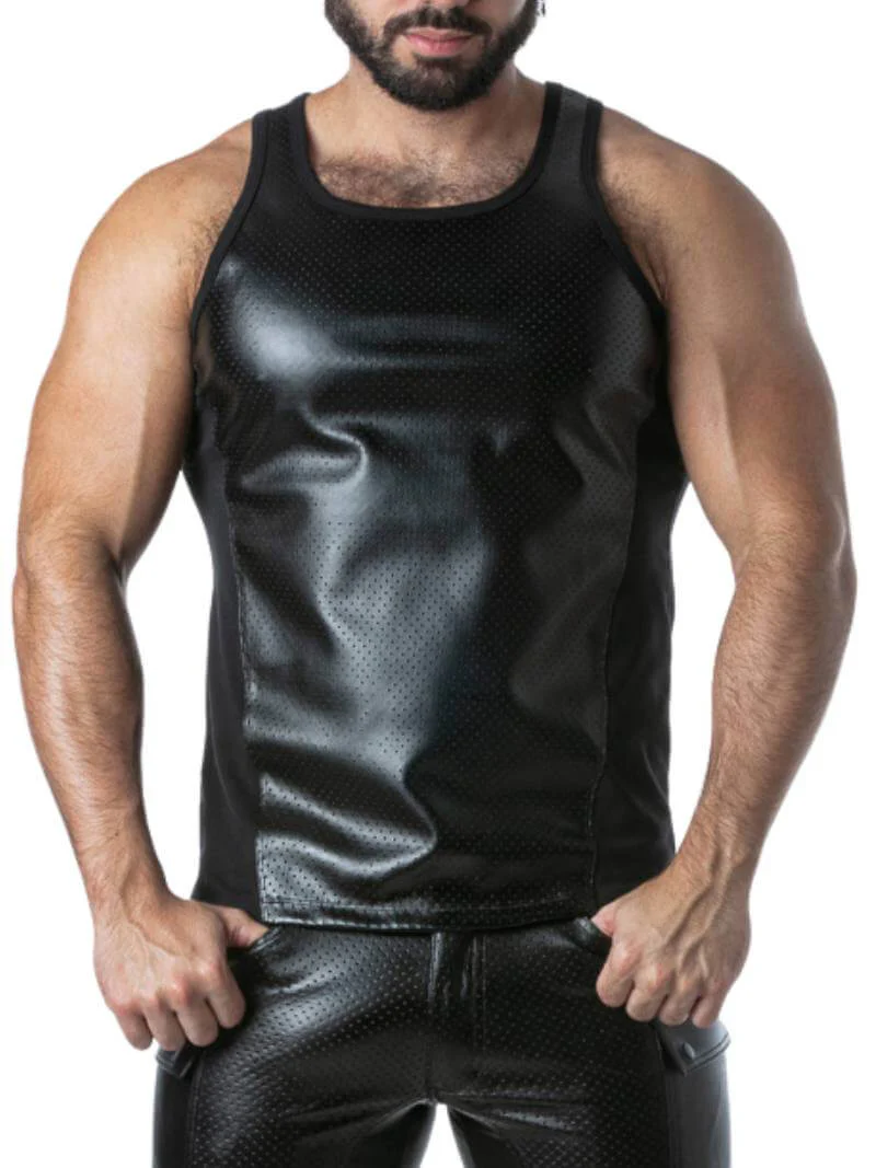 Locker Gear Punch Hole Leather Look Vest: Perforated Leatherette - Image 14