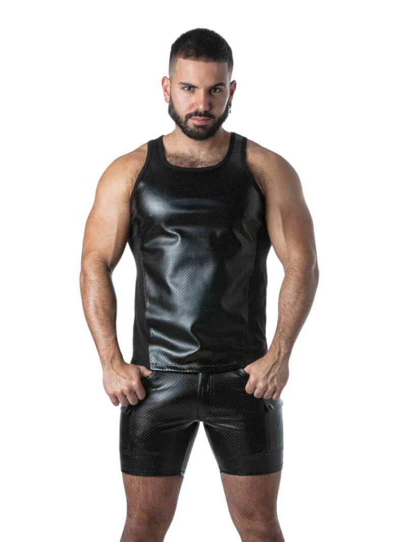 Locker Gear Punch Hole Leather Look Vest: Perforated Leatherette - Image 15