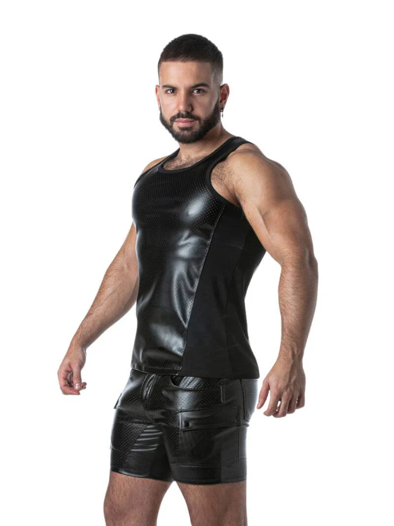 Locker Gear Punch Hole Leather Look Vest: Perforated Leatherette - Image 16