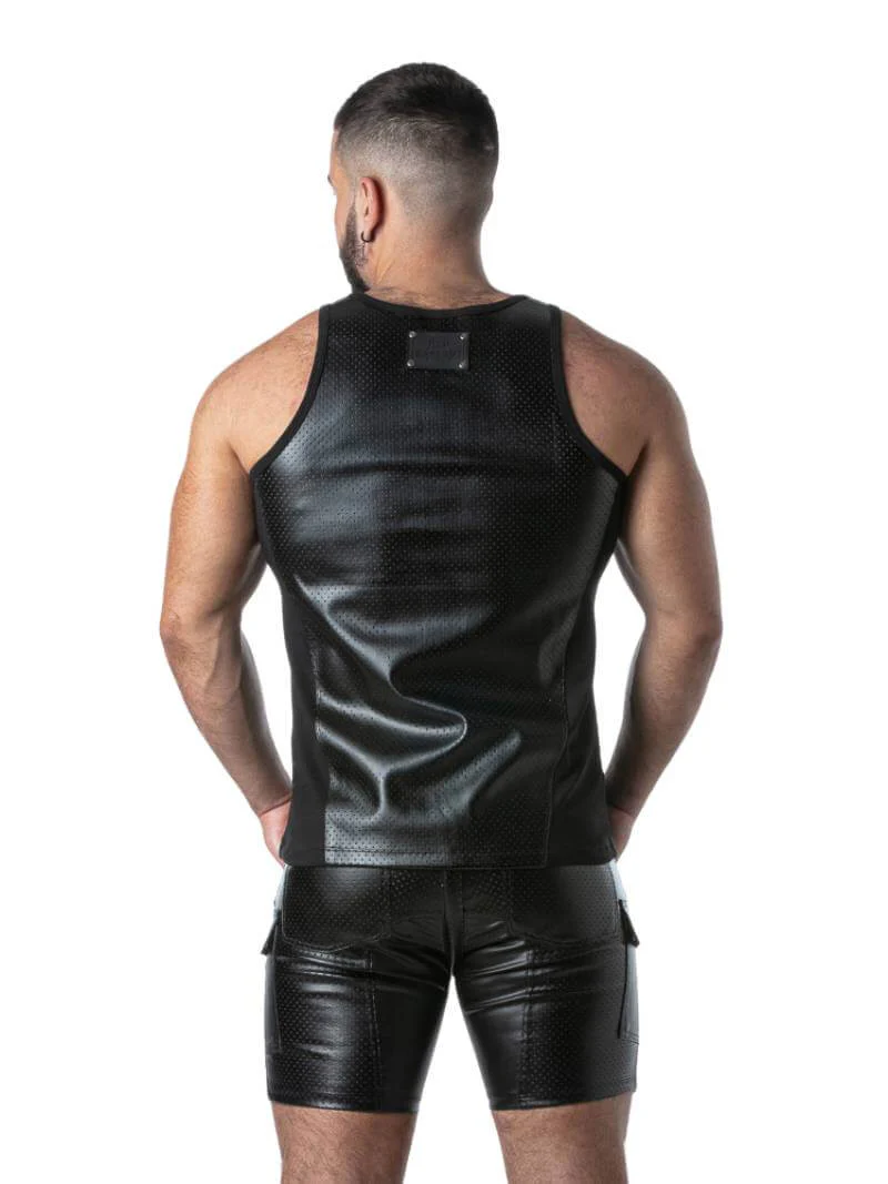 Locker Gear Punch Hole Leather Look Vest: Perforated Leatherette - Image 17