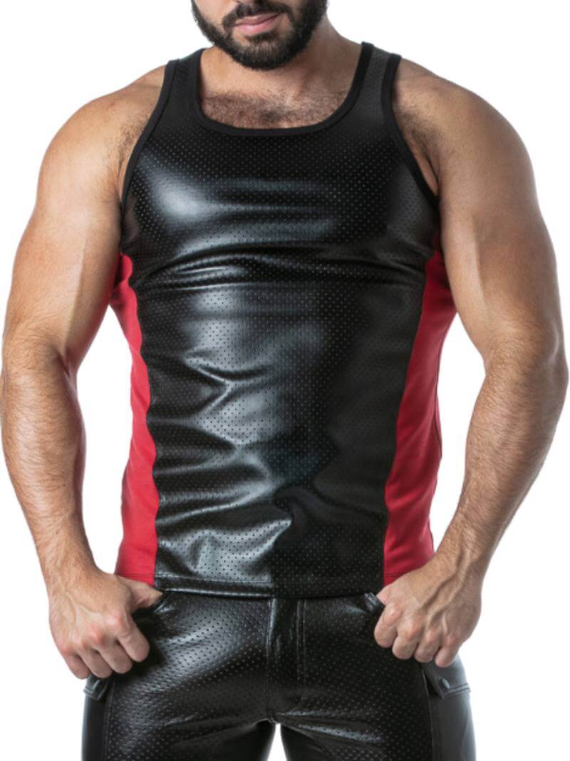 Locker Gear Punch Hole Leather Look Vest: Perforated Leatherette - Image 3
