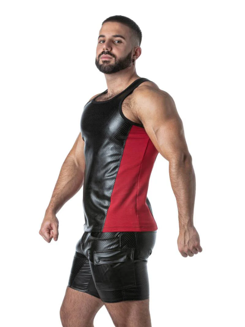Locker Gear Punch Hole Leather Look Vest: Perforated Leatherette - Image 4