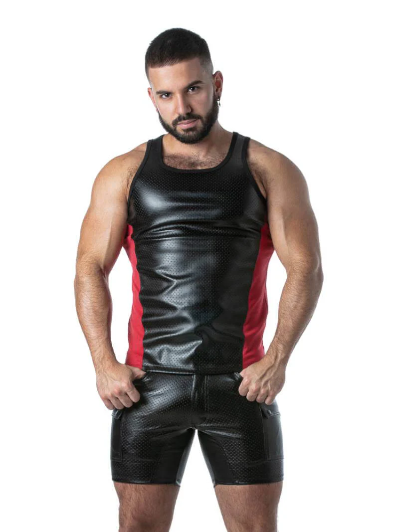 Locker Gear Punch Hole Leather Look Vest: Perforated Leatherette - Image 5