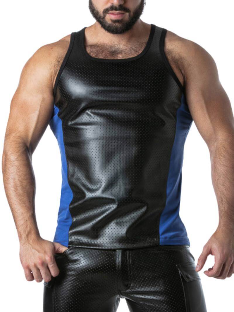 Locker Gear Punch Hole Leather Look Vest: Perforated Leatherette - Image 6