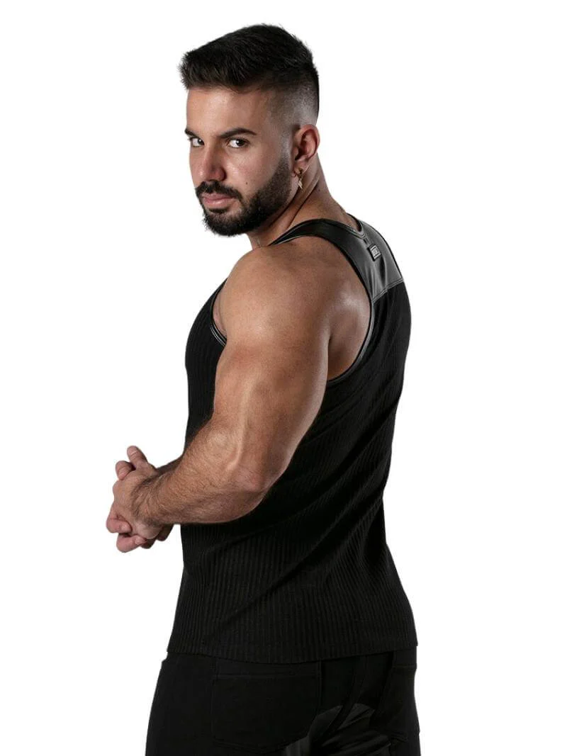 Locker Gear Ribbed Cotton Vest: Stretchy, Leatherette Trims - Image 10