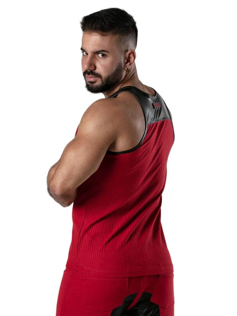 Locker Gear Ribbed Cotton Vest: Stretchy, Leatherette Trims - Image 12