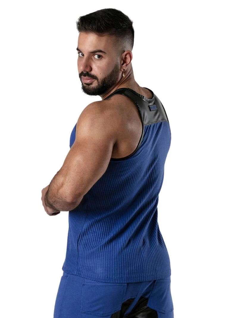 Locker Gear Ribbed Cotton Vest: Stretchy, Leatherette Trims - Image 3