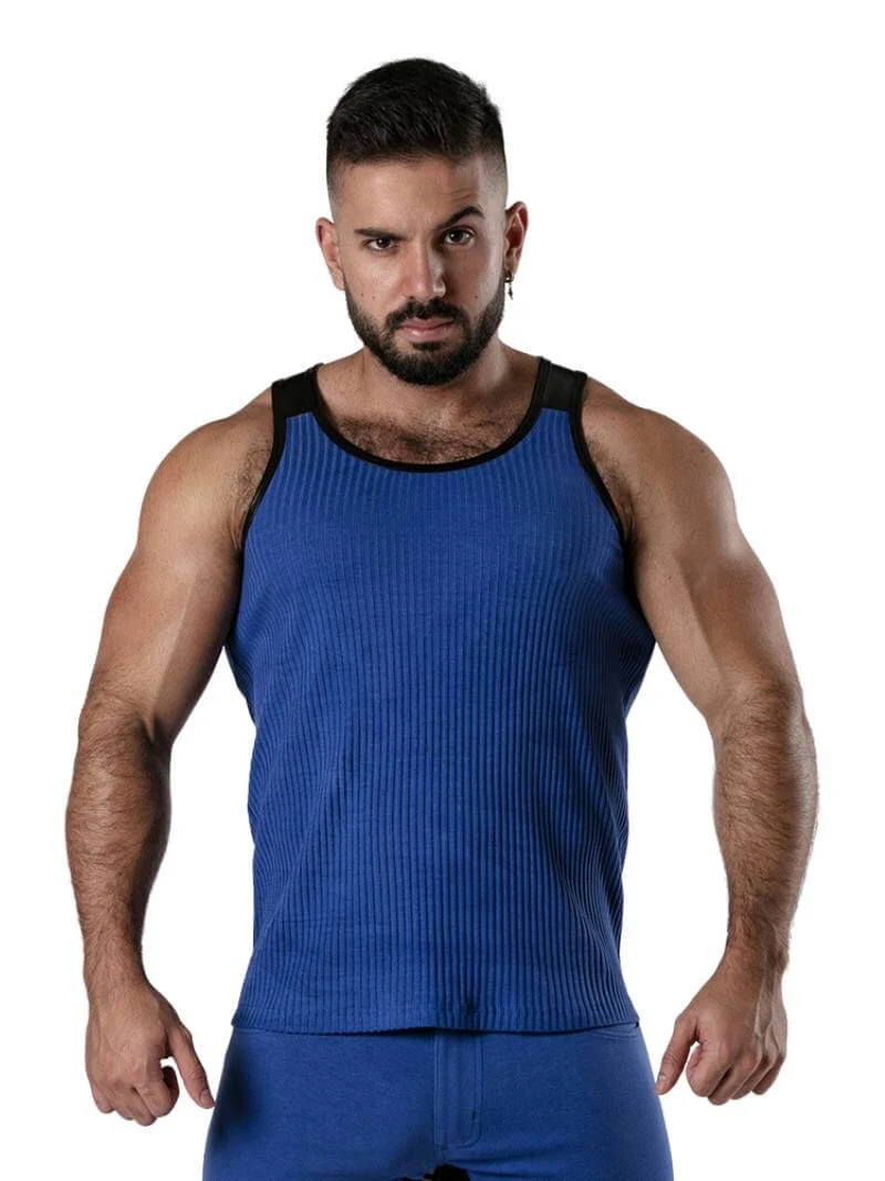 Locker Gear Ribbed Cotton Vest: Stretchy, Leatherette Trims - Image 4