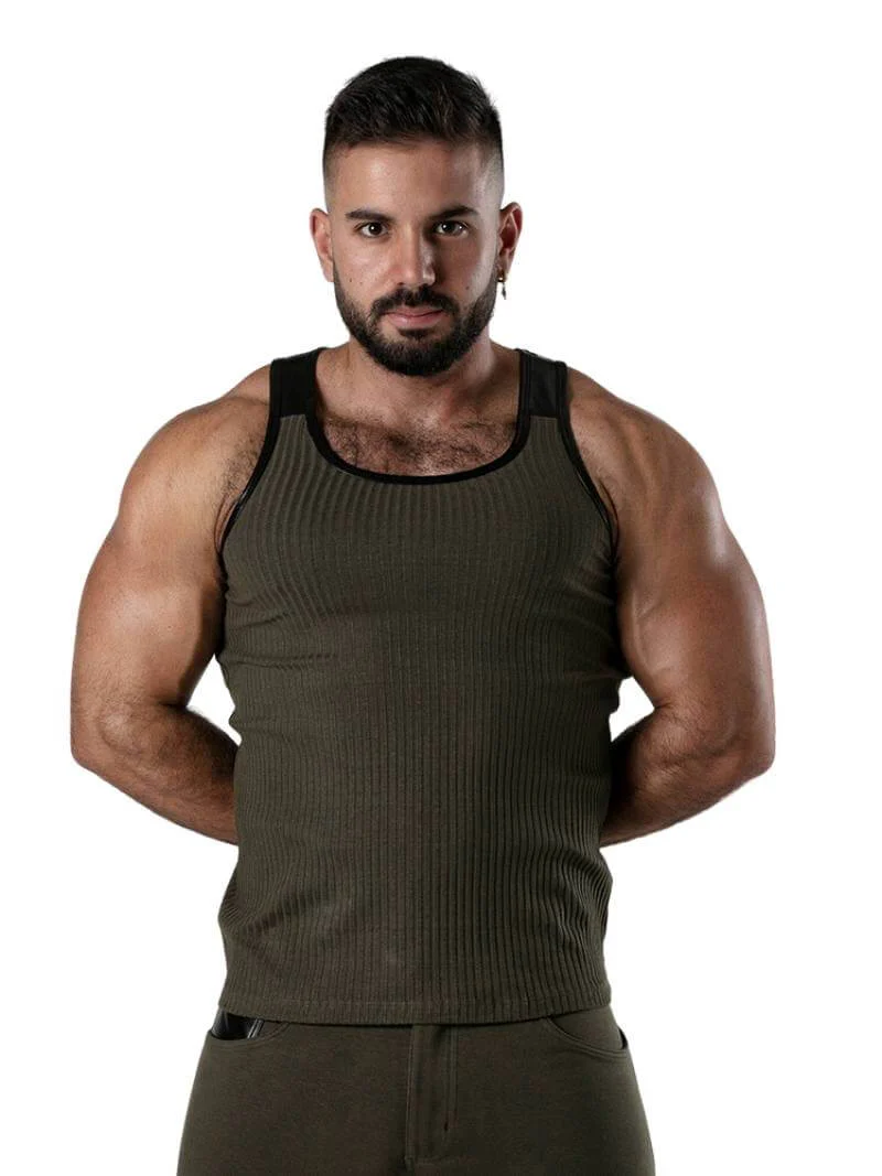 Locker Gear Ribbed Cotton Vest: Stretchy, Leatherette Trims - Image 6