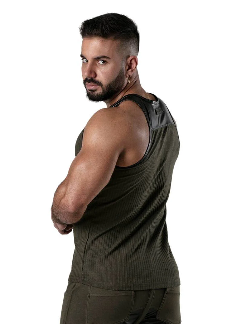 Locker Gear Ribbed Cotton Vest: Stretchy, Leatherette Trims - Image 7