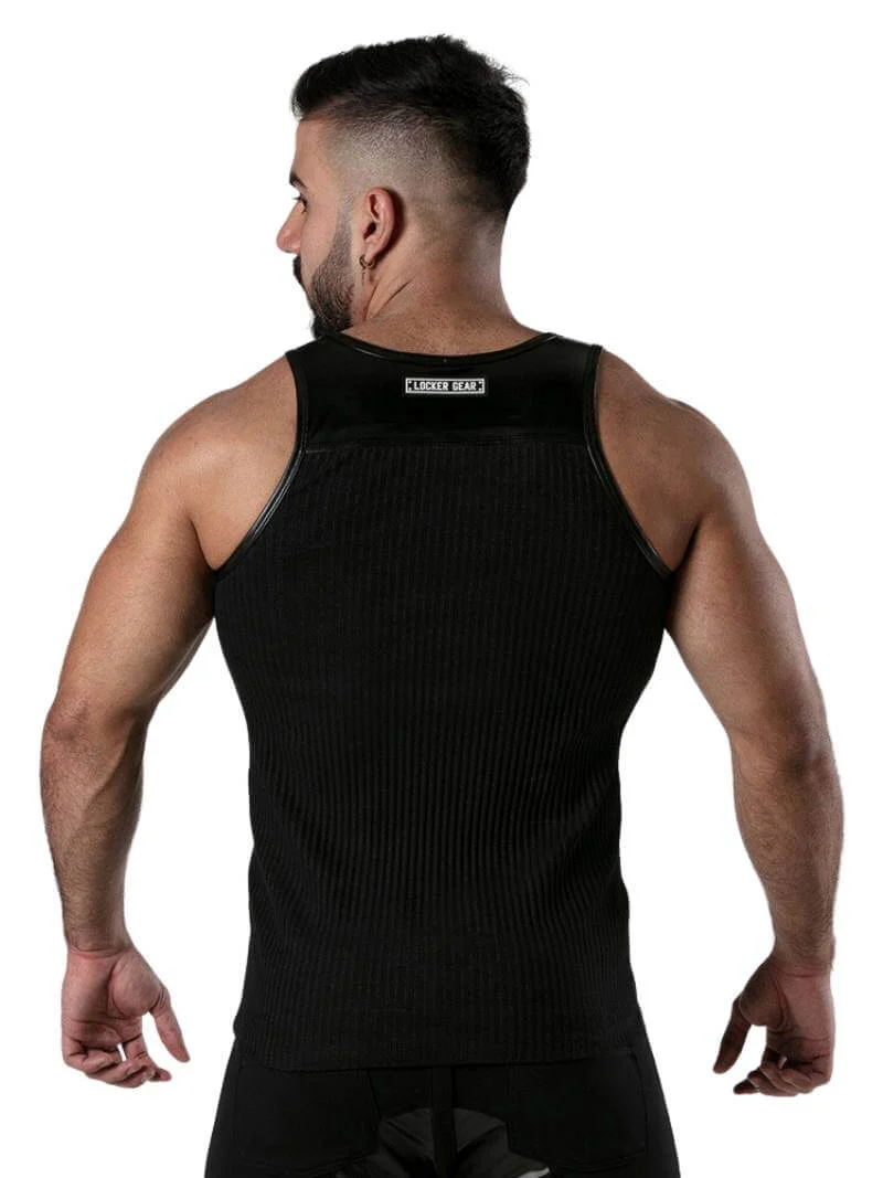 Locker Gear Ribbed Cotton Vest: Stretchy, Leatherette Trims - Image 8