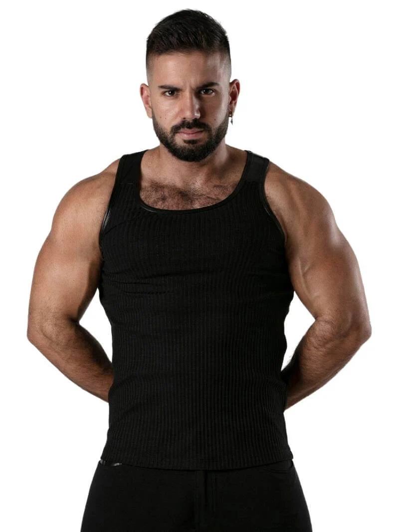 Locker Gear Ribbed Cotton Vest: Stretchy, Leatherette Trims - Image 9
