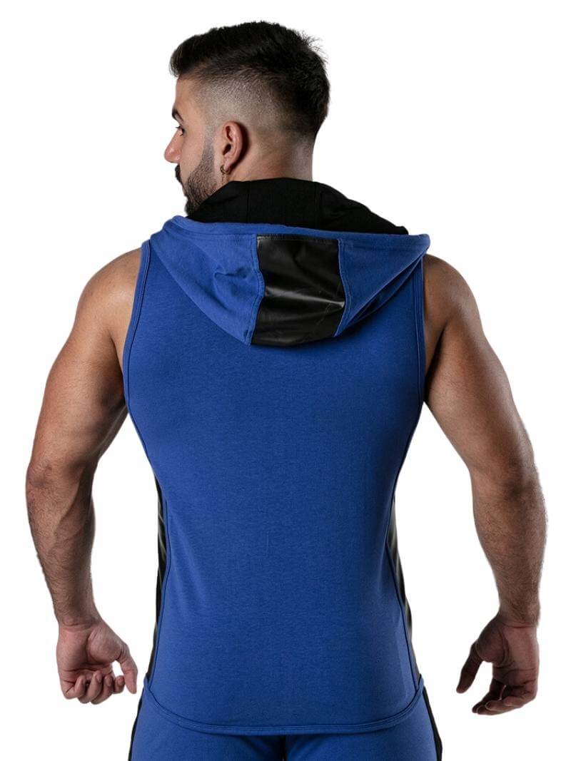 Locker Gear Ribbed Cotton & Leatherette Sleeveless Hoody: Zipped, Pockets, Hooded - Image 8