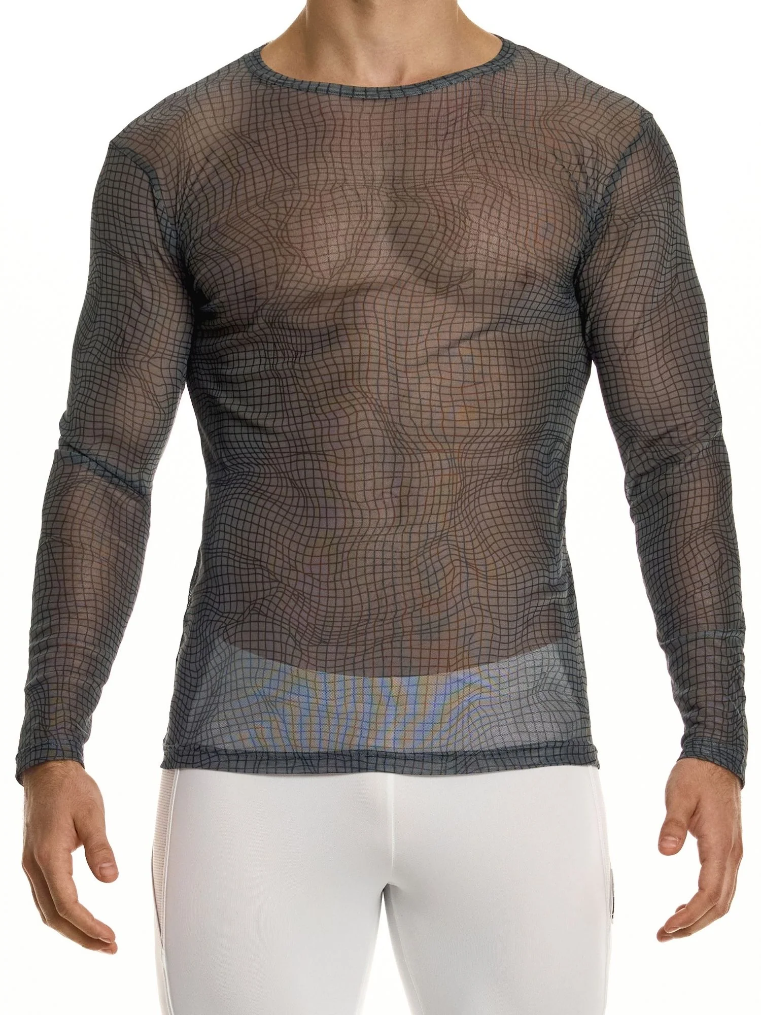MODUS VIVENDI Abstract Net Long Sleeve Top – Sheer Slim Fit - Image 3