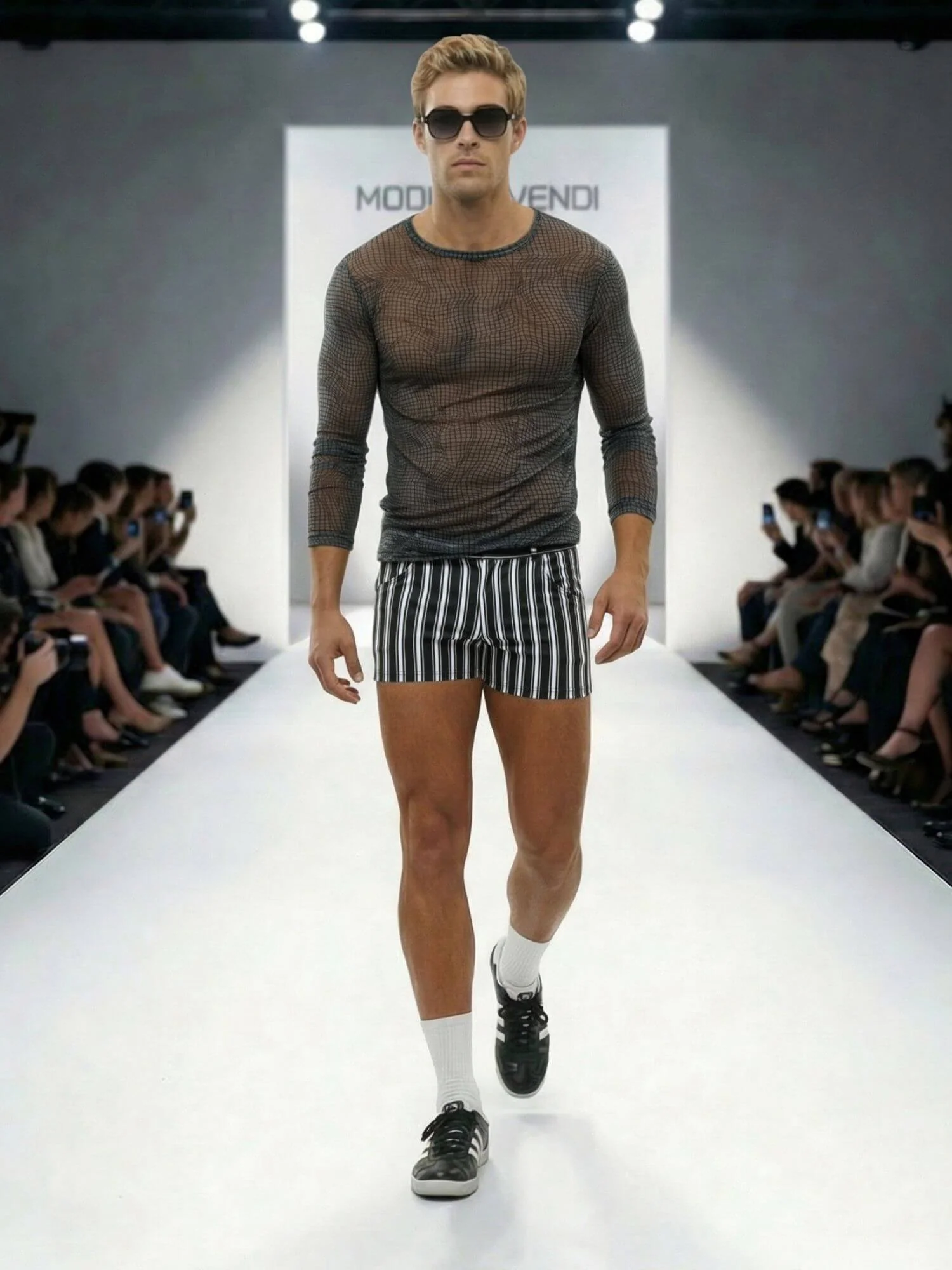 MODUS VIVENDI Abstract Net Long Sleeve Top – Sheer Slim Fit - Image 6